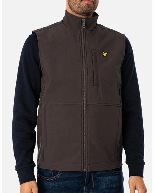 Lyle & Scott Brown Lyle & Scott Branded Logo Softshell Dark Gilet Jacket for men