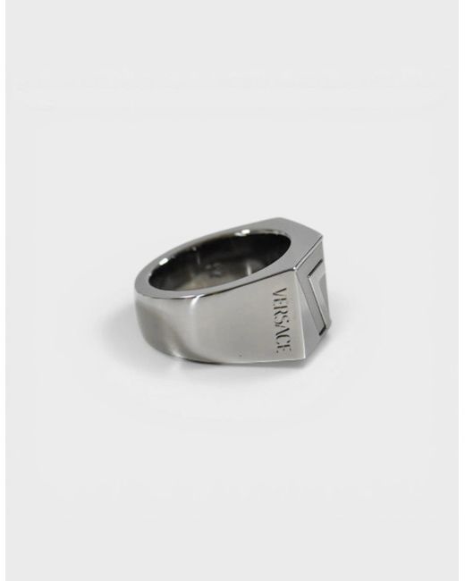 Versace Gray La Greca Ring for men