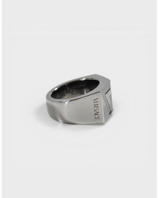 Versace Gray La Greca Ring for men