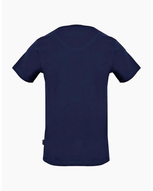 Aquascutum Blue Stitched Aldis Logo T-Shirt for men