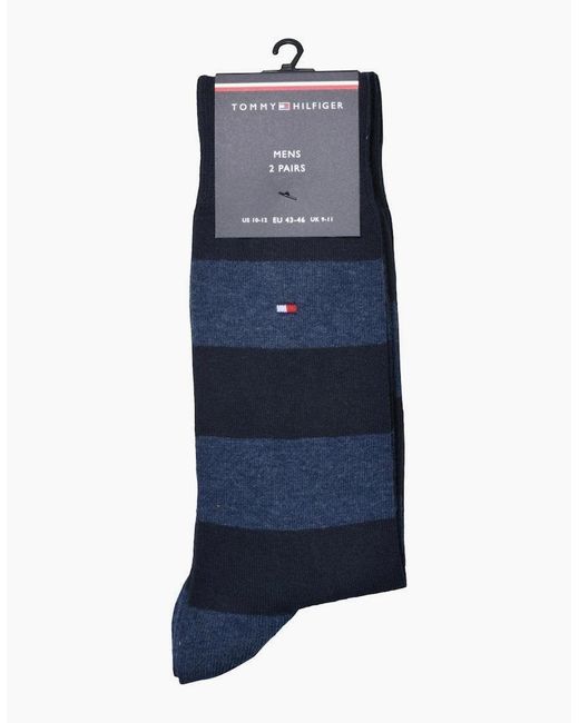 Tommy Hilfiger Blue 2-Pack Rugby Stripe Socks, Dark for men