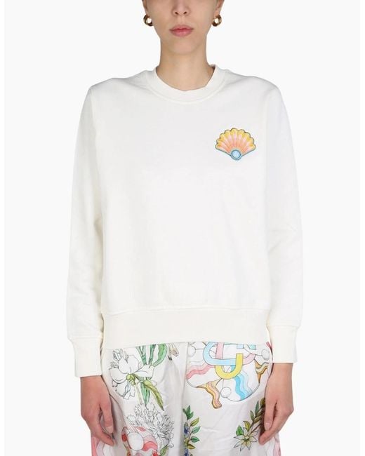 Casablanca White Embroidered Shell Off- Sweatshirts