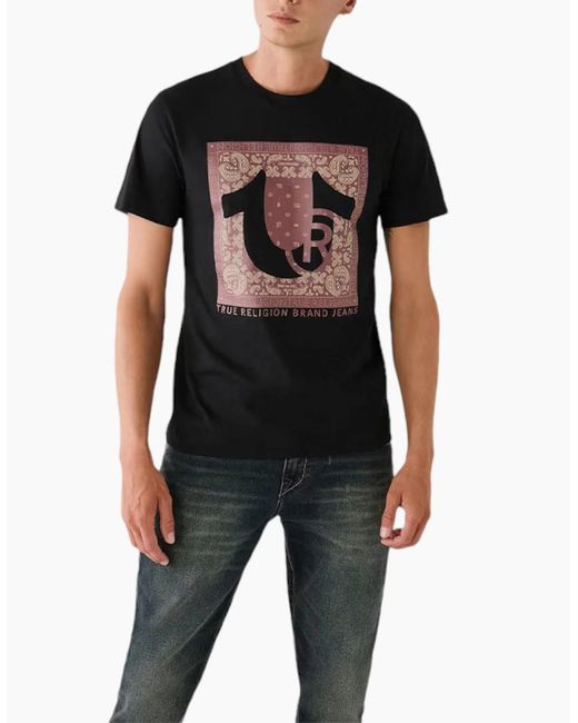 True Religion Black 107697 T Shirts Short Sleeve Buddha Soft Summer Crew Neck Tee for men