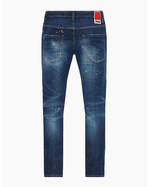 DSquared² Blue Dsq2 Patch Ripped Skater Jeans for men