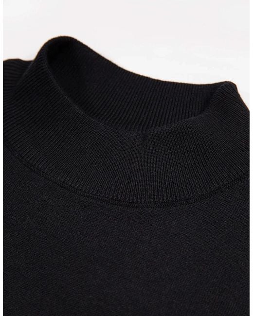 Luke 1977 Black Jenson 1000 Rib Neck Knitted Jumper for men
