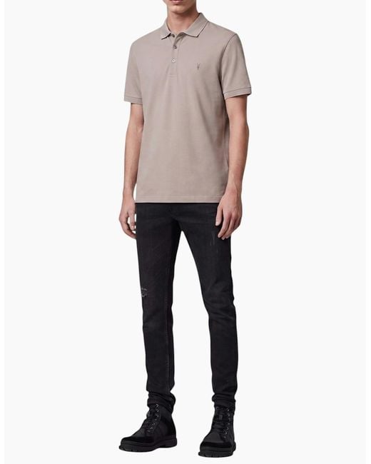 AllSaints Brown All Saints Reform Polo Shirt Summer Cotton Top for men