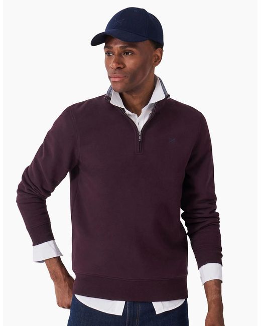Crew Purple Classic Half Zip Sweatshirt for men
