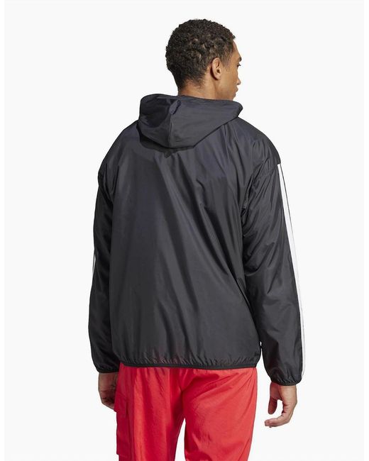 Adidas Black Essentials 3 Stripes Windbreaker for men