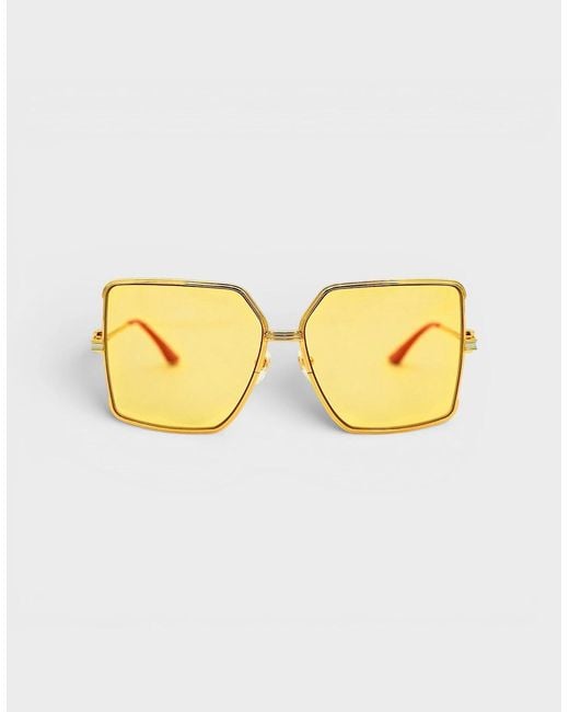 Casablanca Metallic Stainless Steel Square Sunglasses Canary