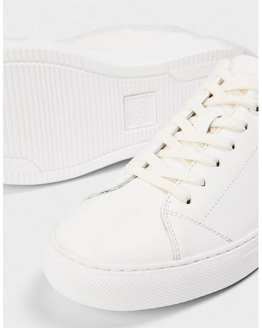 Boss White Enlight Round Toe Flat Heel Trainers for men