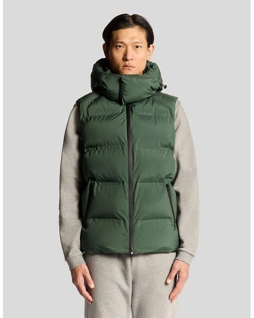 Lyle & Scott Green Heavyweight Hooded Puffer Gilet for men