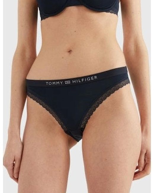 Tommy Hilfiger Black Th Tonal Logo Lace Bikini Brief
