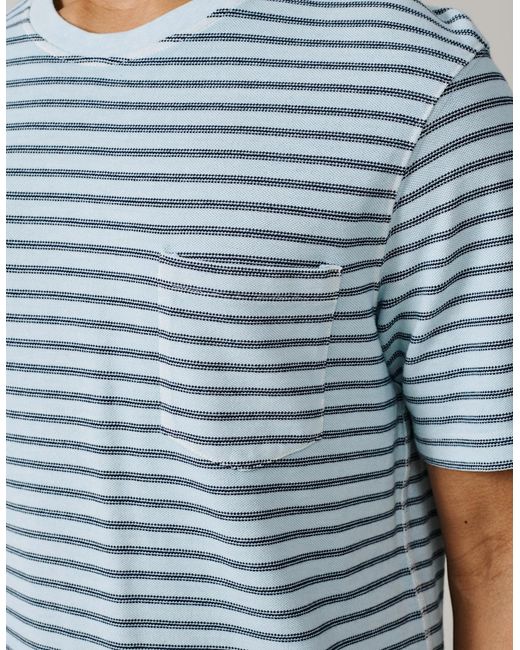 aubi Blue Humby Pique Striped T-Shirt for men