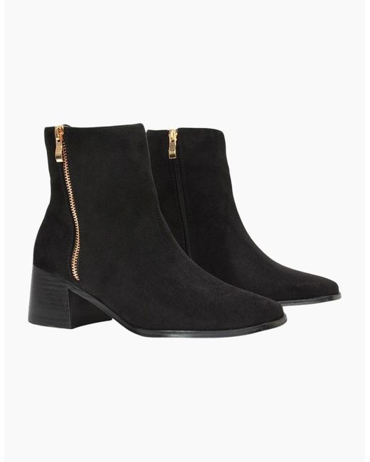 XY London Black Ladies Willow Square Toe Ankle Boots