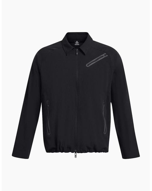 Under Armour Blue Solid Patterned Zipped Pocket Bomber Jacket for men