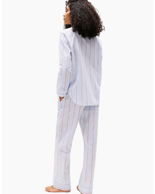 Tommy Hilfiger White Heritage Stripe Woven Poplin Pyjama Shirt, Sweet