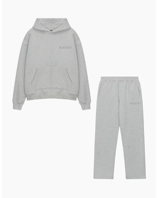 Magrit White Core Puff Printed Logo Hoodie & Joggers Tracksuit for men