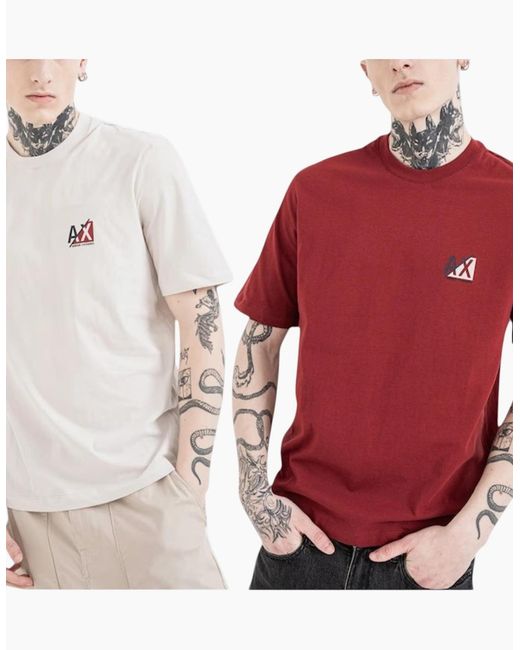 Armani Red Exchange T-Shirts Milano Basic Ax Print Tee for men
