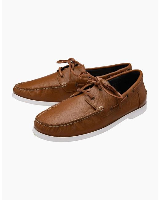Frank Wright Brown Reaney Boat Shoes for men