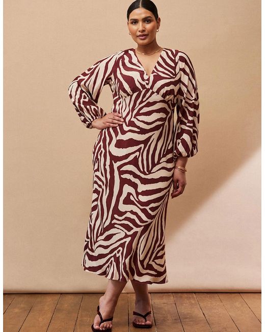 Live Unlimited London Brown Chocolate Animal Print V Neck Midaxi Dress