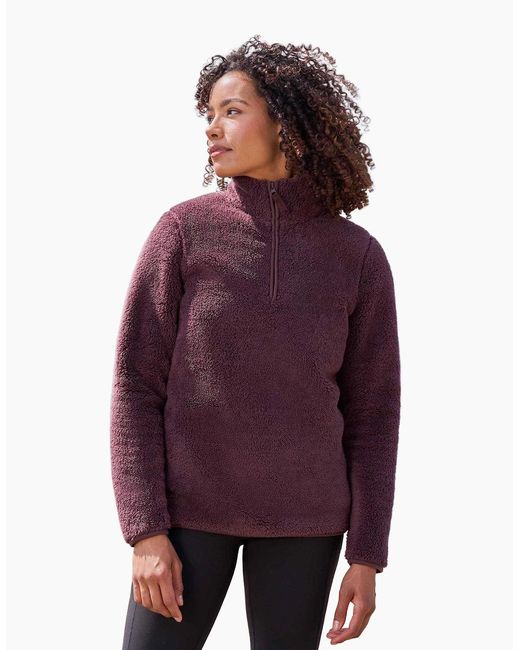 Mountain Warehouse Purple Ladies Teddy Fleece Quarter Zip Fleece Top