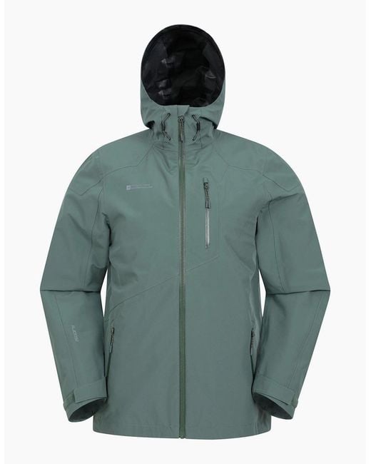 Mountain Warehouse Green Bachill Three Layer Waterproof Jacket for men