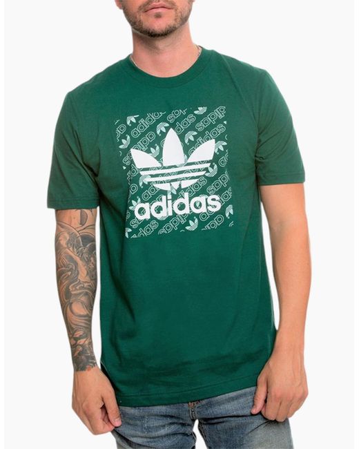 Adidas Green Monogram T Shirts Short Sleeve Summer Crew Neck Casual Cotton Tee for men