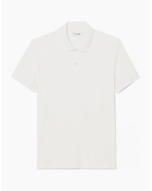 Lacoste White Ribbed Knit Polo Shirt for men