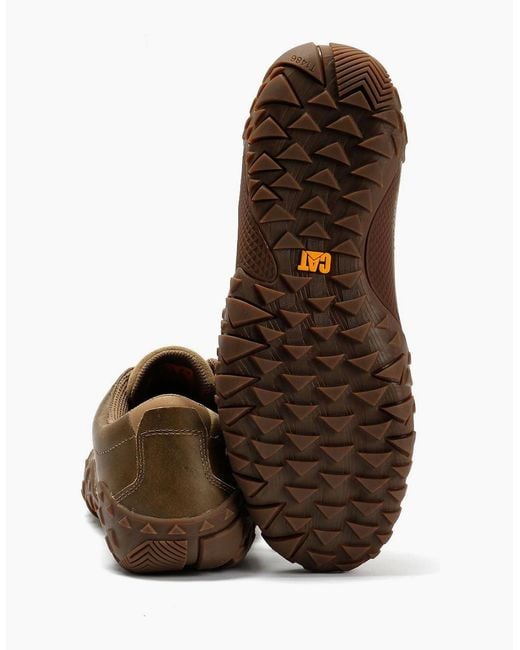 Caterpillar Brown Gridlock Lo Full Grain Leather Beaned Lace-Up Shoes for men