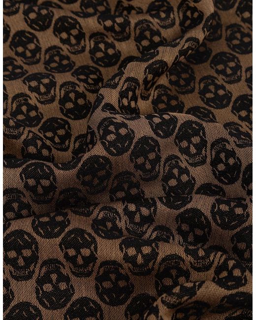 McQueen Brown Skull Monogram Scarf for men