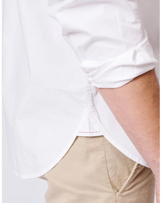 aubi White Chase Poplin Shirt for men