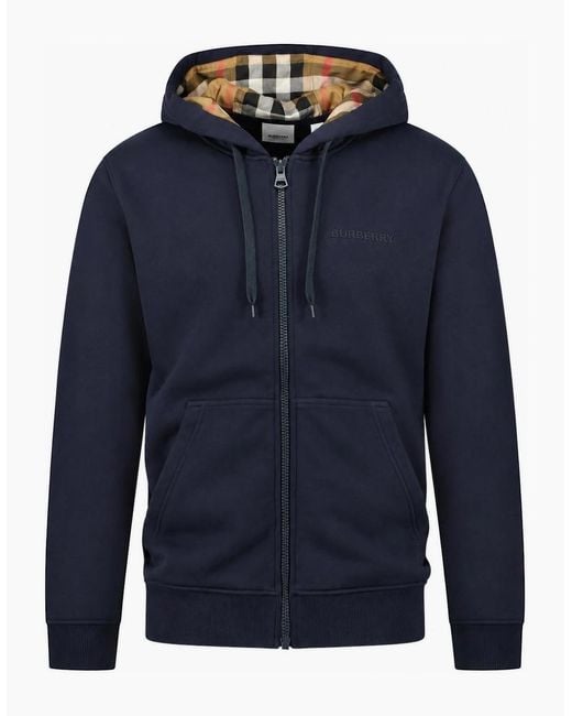 Burberry Blue Hove Check Hoodie for men