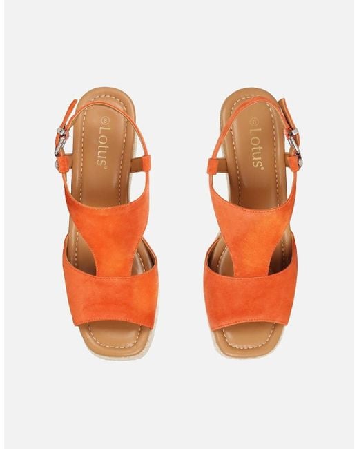 Lotus Orange Madalene Wedge Heel Sandals