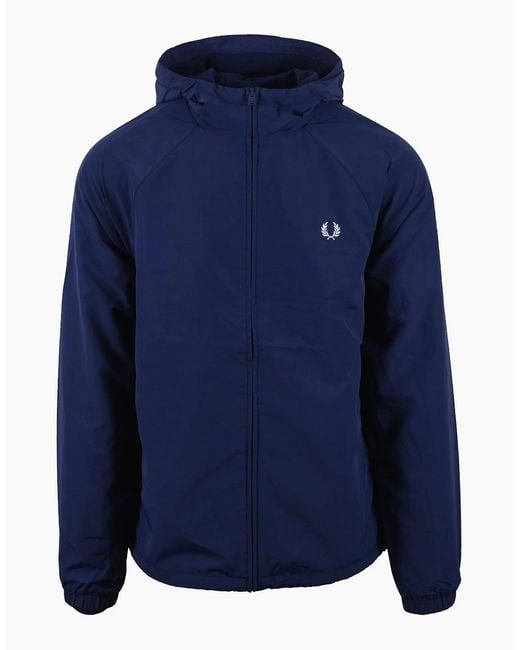 Fred Perry Blue Hooded Shell Jacket French for men