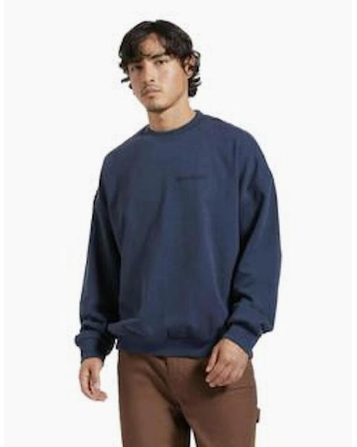 Brixton Blue Embroidered Heavyweight Crewneck Sweatshirt for men