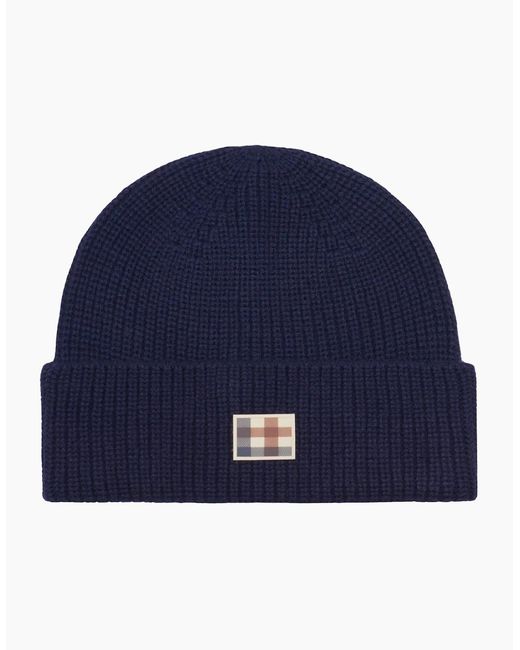 Aquascutum Blue Active Label Beanie Hat for men