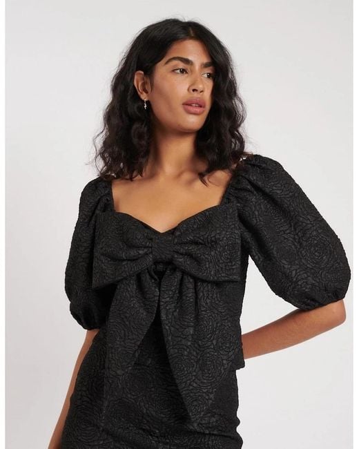 Nobody's Child Black Sweetheart Neck Regular Fit Blouse