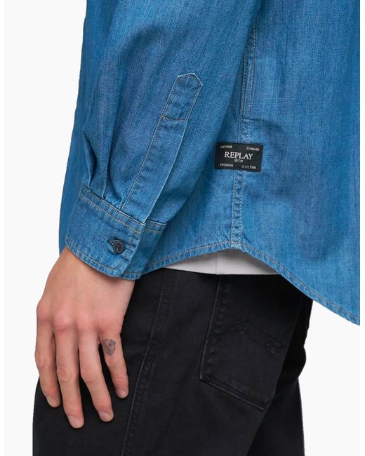 Replay Blue Denim Shirt for men
