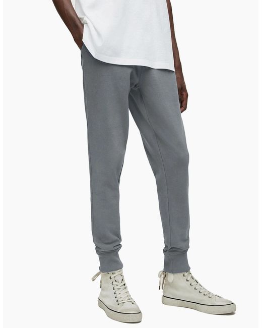 AllSaints Gray All Saints Raven Slim Fit Sweatpants Fleece Bottoms Casual Cuffed Cotton for men