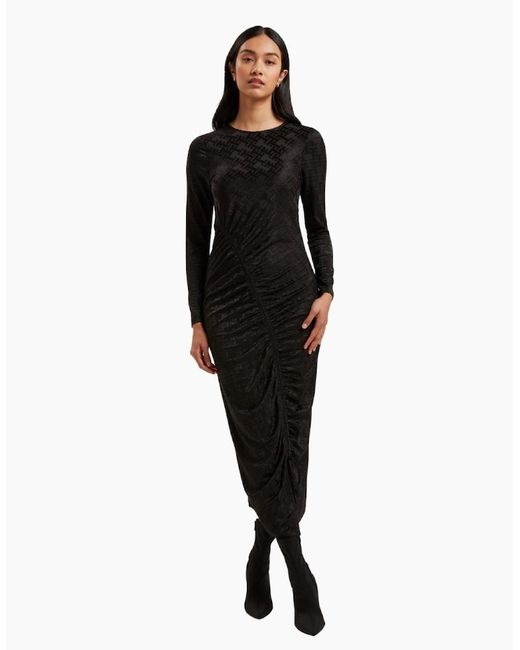 Ted Baker Black Sherlay Jacquard T Bodycon Gathered Dress