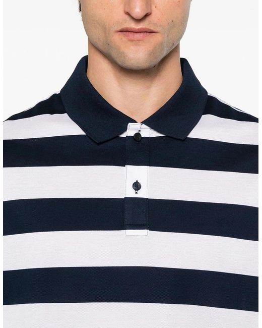 Paul & Shark Blue Double Cotton Striped Polo Shirt for men