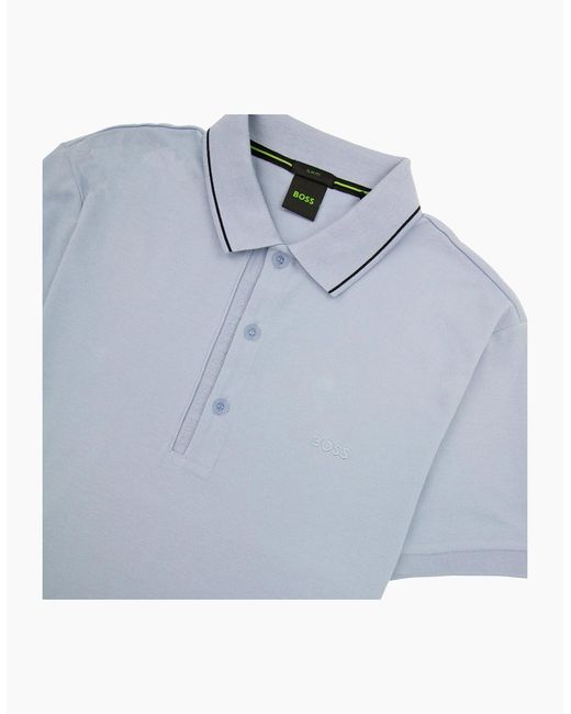 Boss Blue Paule 4 Slim Fit Branded Placket Polo Light 498 for men