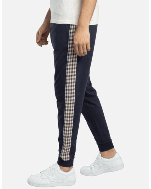 Aquascutum Blue Club Check Taped Jogging Pant for men