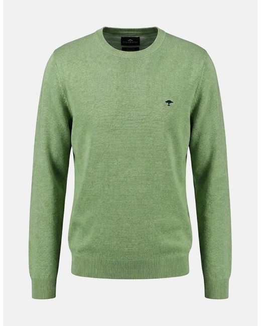 Fynch-Hatton Green Fine Knit Air Cotton Crewneck Sweater Avocado for men
