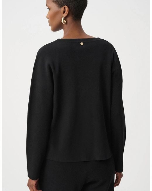 Joseph Ribkoff Black Asymmetric Sweater With Metal Stud Detail
