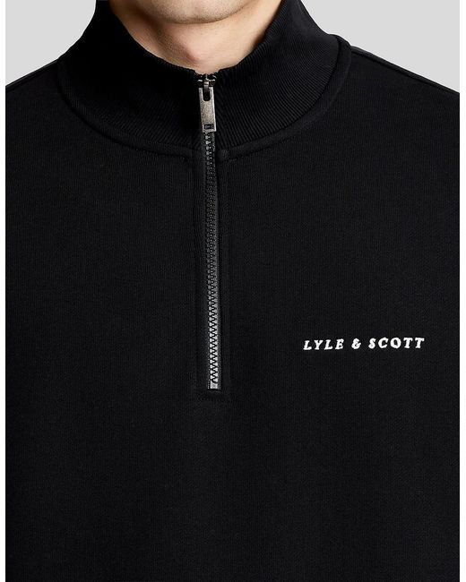 Lyle & Scott Black Heavyweight Script 1/4 Zip Sweatshirt for men