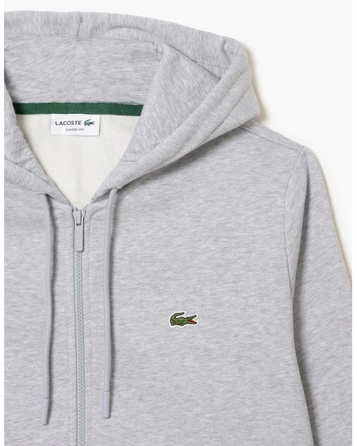 Lacoste Gray Sh9626 Full Zip Fleece Hoodie for men