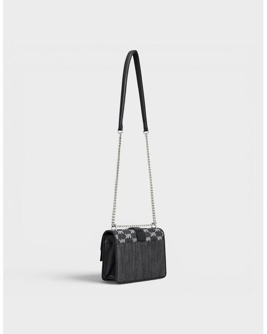 Michael Kors Black Greenwich Small Logo Jacquard Denim Crossbody Bag Noir