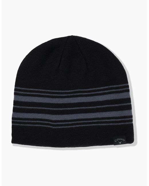 Callaway Apparel Black Reverse Wordmark Beanie With Logo for men
