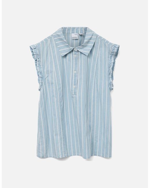 Vero Moda Blue Joan Sleeveless Frill Chambray Top Light/Denim